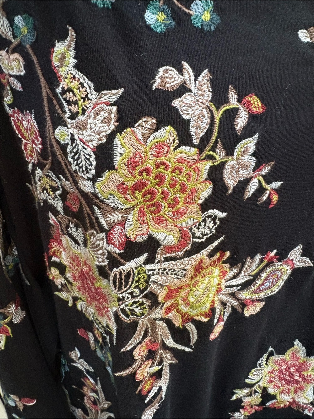 J.Jill Embroidered Black Floral Knit Women's Top 2X - Picture 7 of 10
